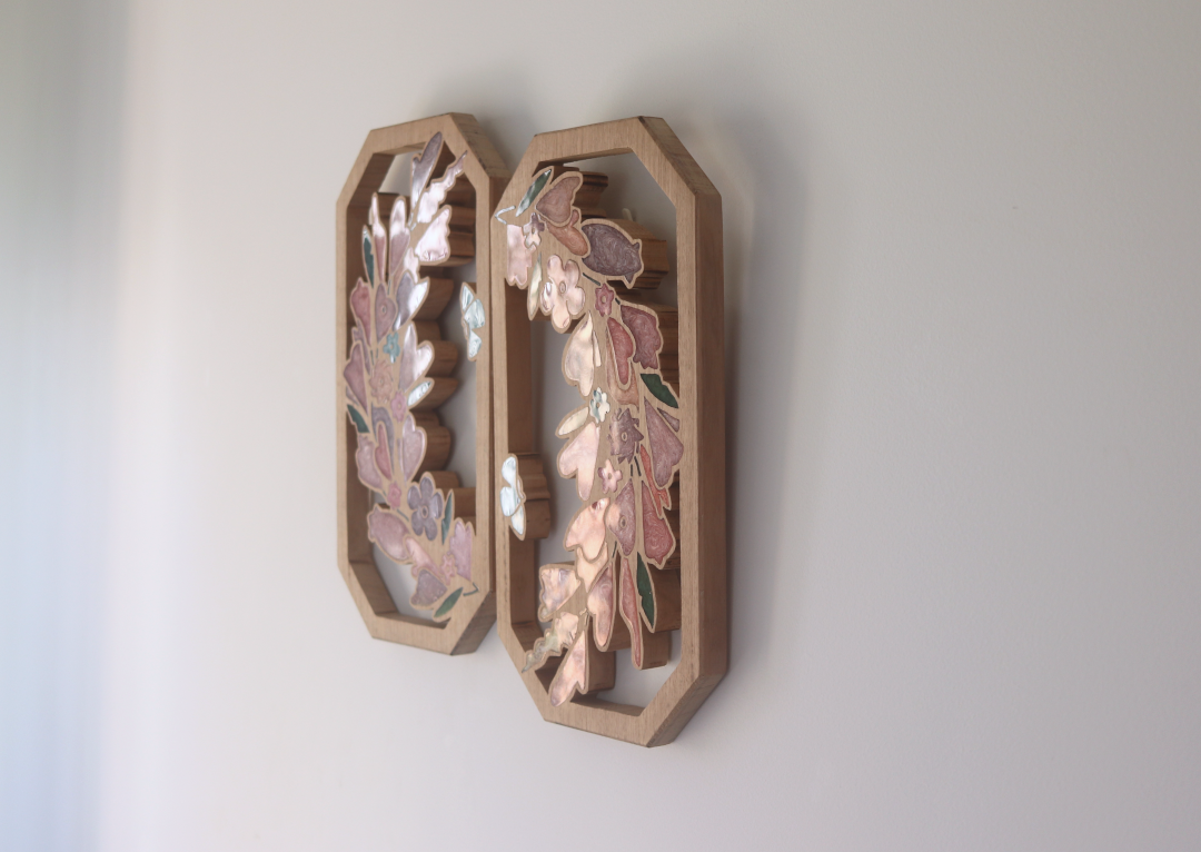 Wild Flowers and Butterflies Wreath Wood Wall Art - Handcrafted Home Decor