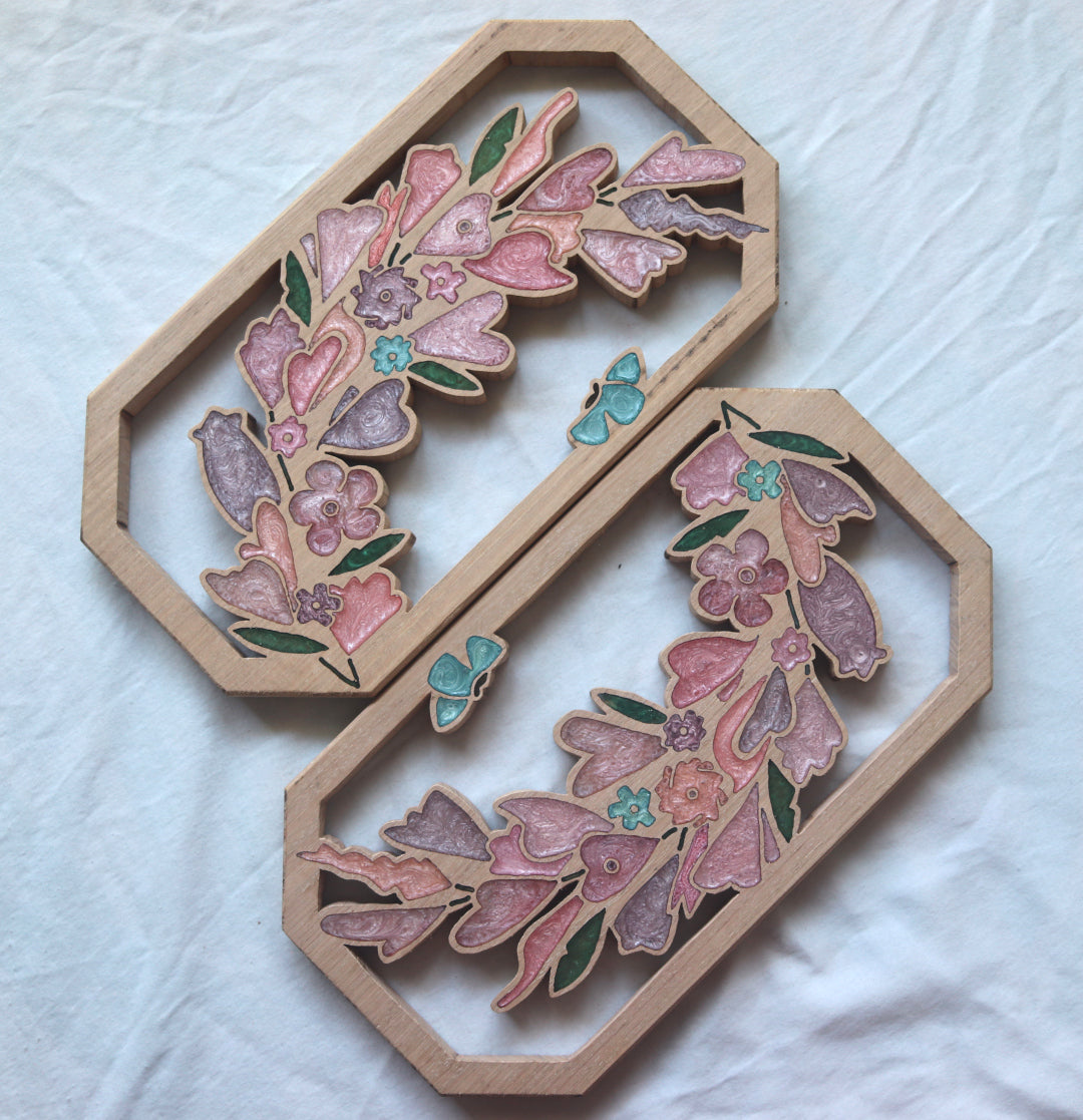Wild Flowers and Butterflies Wreath Wood Wall Art - Handcrafted Home Decor