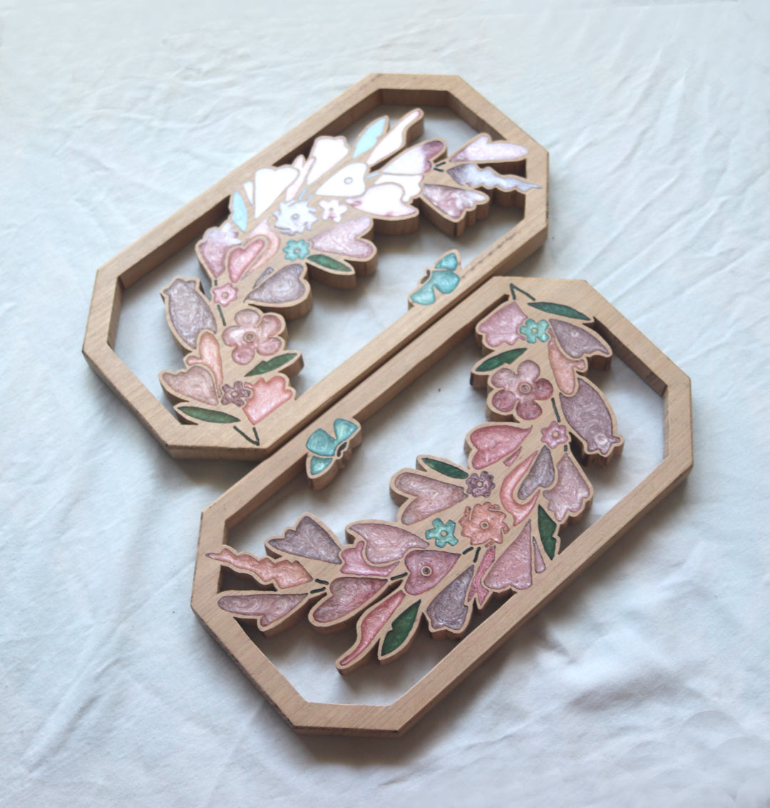Wild Flowers and Butterflies Wreath Wood Wall Art - Handcrafted Home Decor