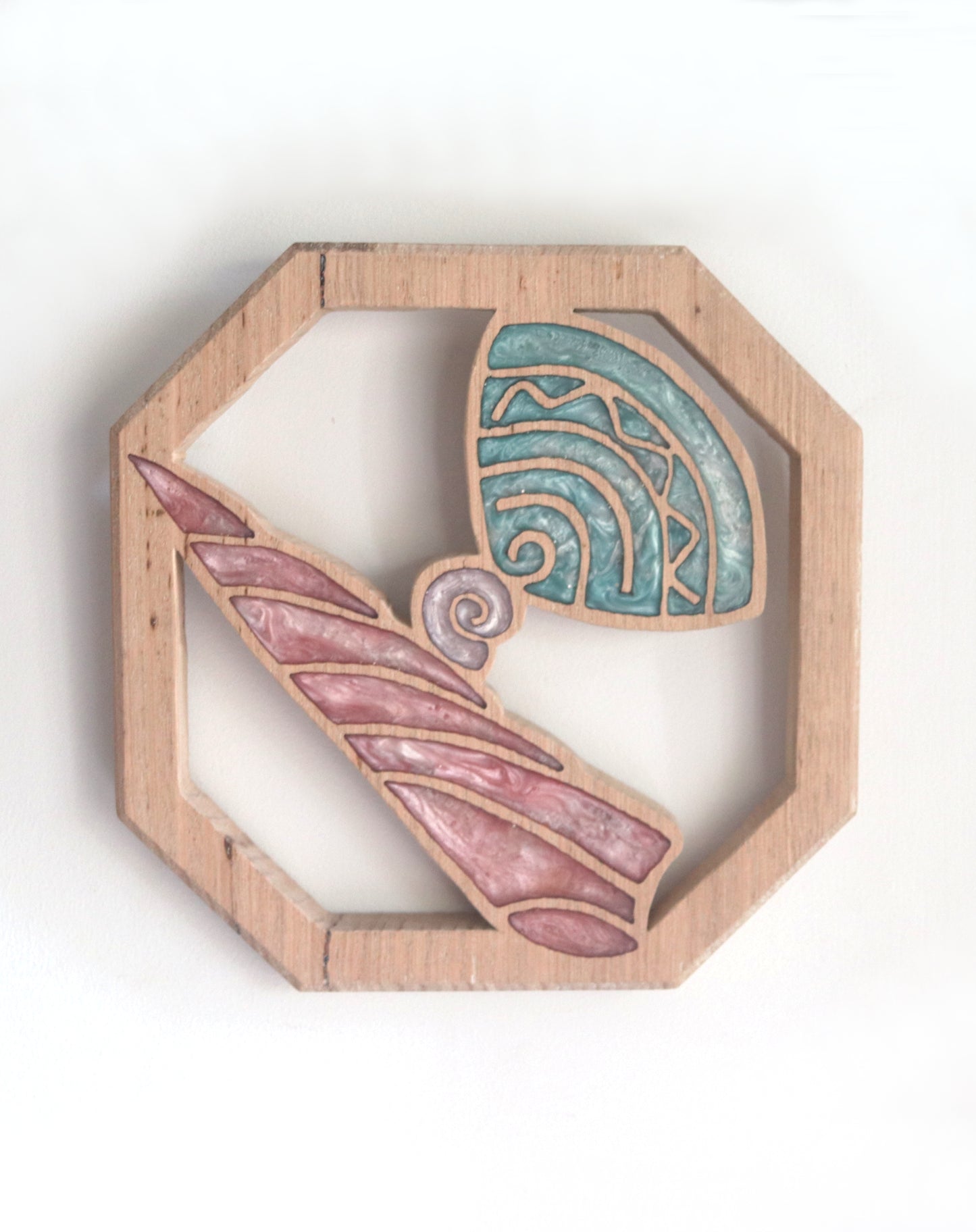 Sea Shells Wood Wall Art - Handcrafted Coastal Decor - Cone Shell
