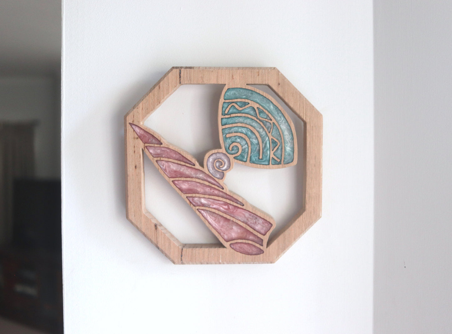 Sea Shells Wood Wall Art - Handcrafted Coastal Decor - Cone Shell