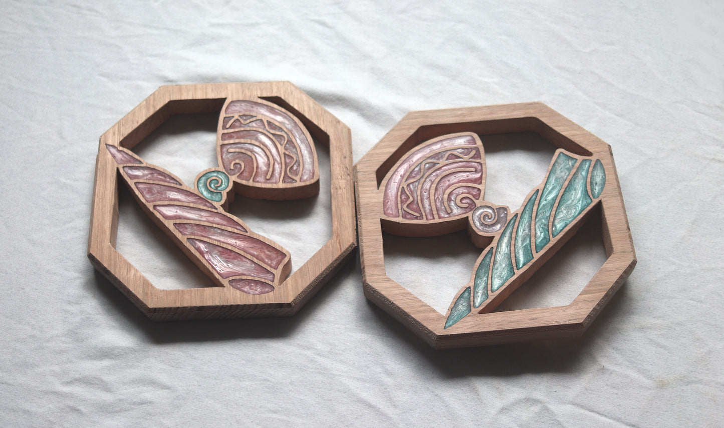 Sea Shells Wood Wall Art - Handcrafted Coastal Decor - Cone Shell