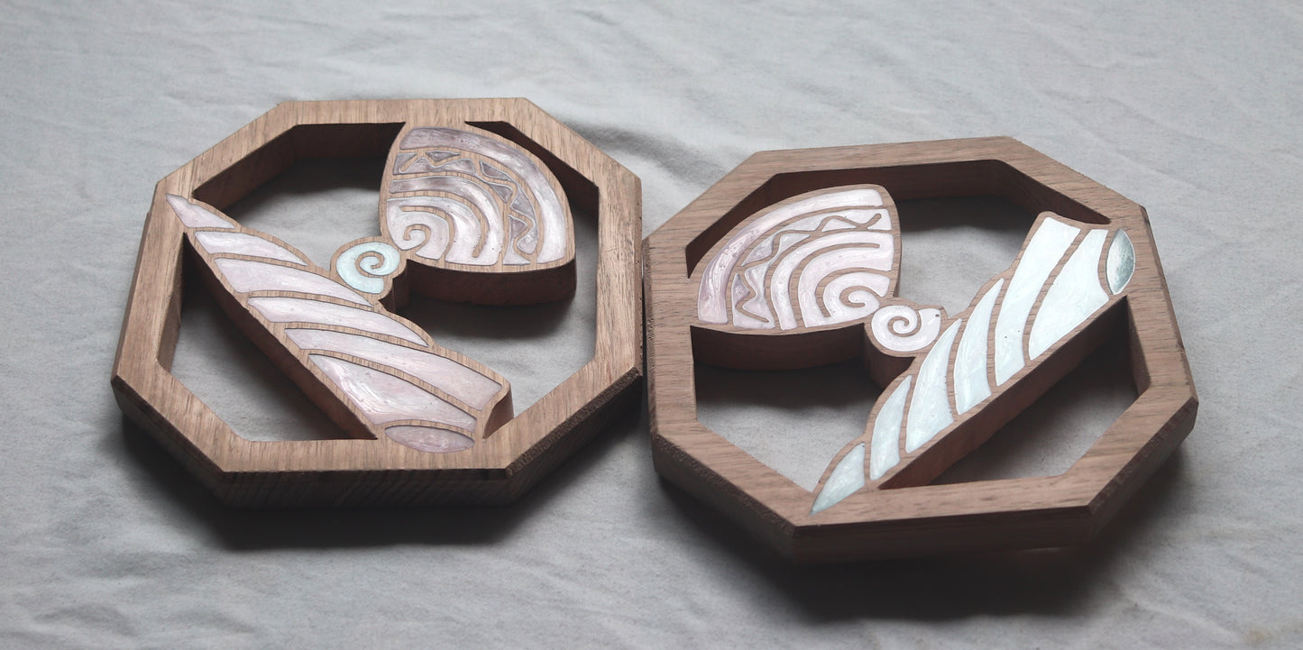 Sea Shells Wood Wall Art - Handcrafted Coastal Decor - Cone Shell
