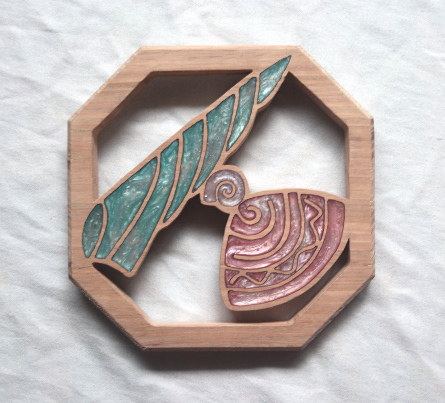 Sea Shells Wood Wall Art - Handcrafted Coastal Decor - Cone Shell