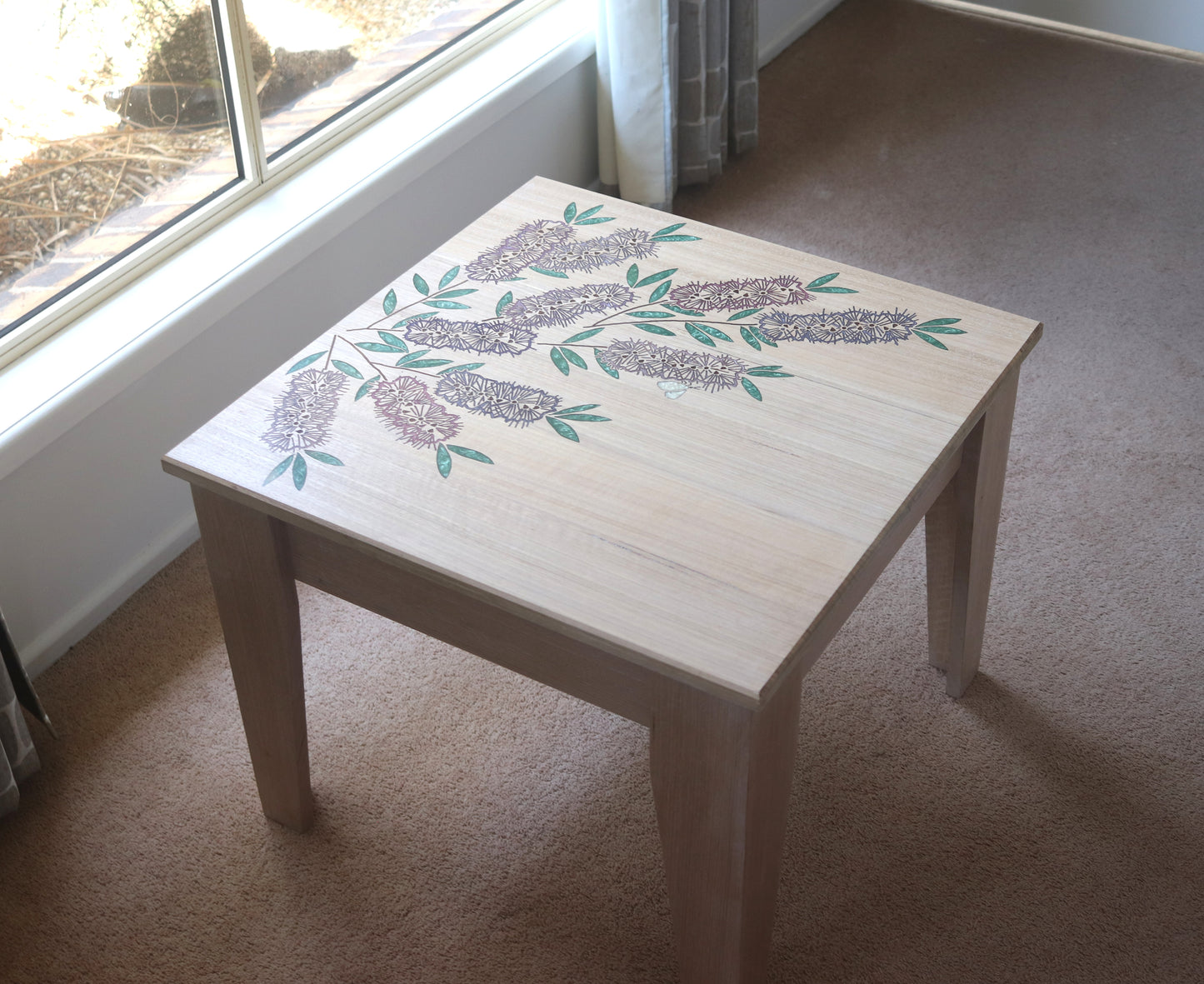 Resin Accent Table - Purple Bottlebrush
