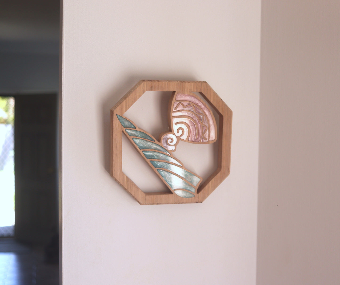 Sea Shells Wood Wall Art - Handcrafted Coastal Decor - Cone Shell
