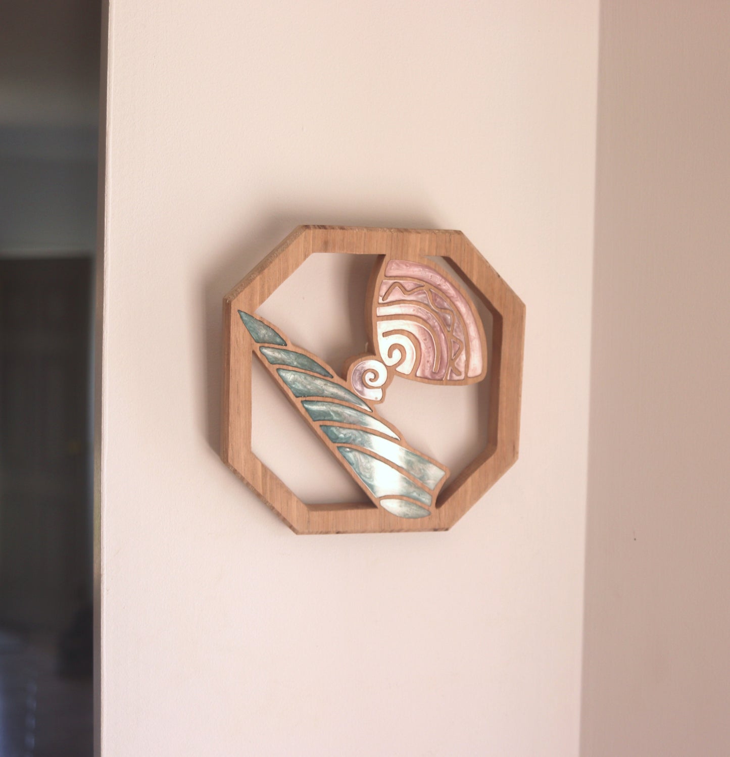 Sea Shells Wood Wall Art - Handcrafted Coastal Decor - Cone Shell