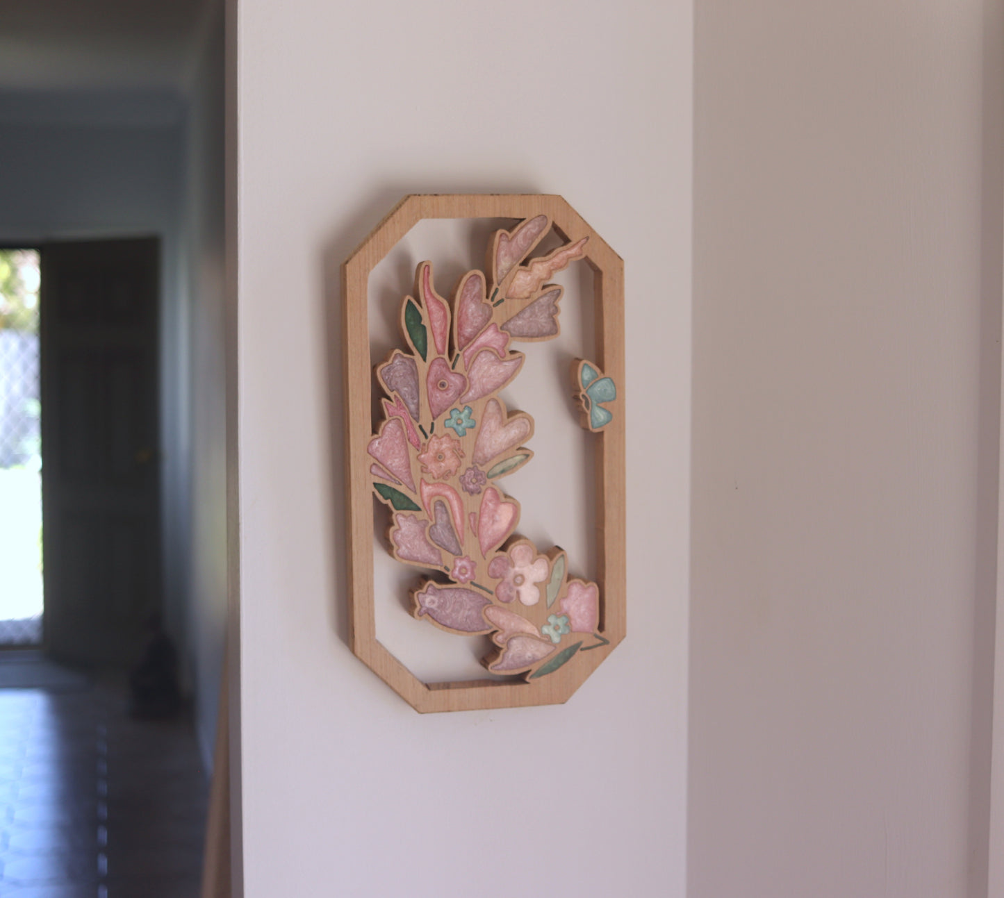 Wild Flowers and Butterflies Wreath Wood Wall Art - Handcrafted Home Decor