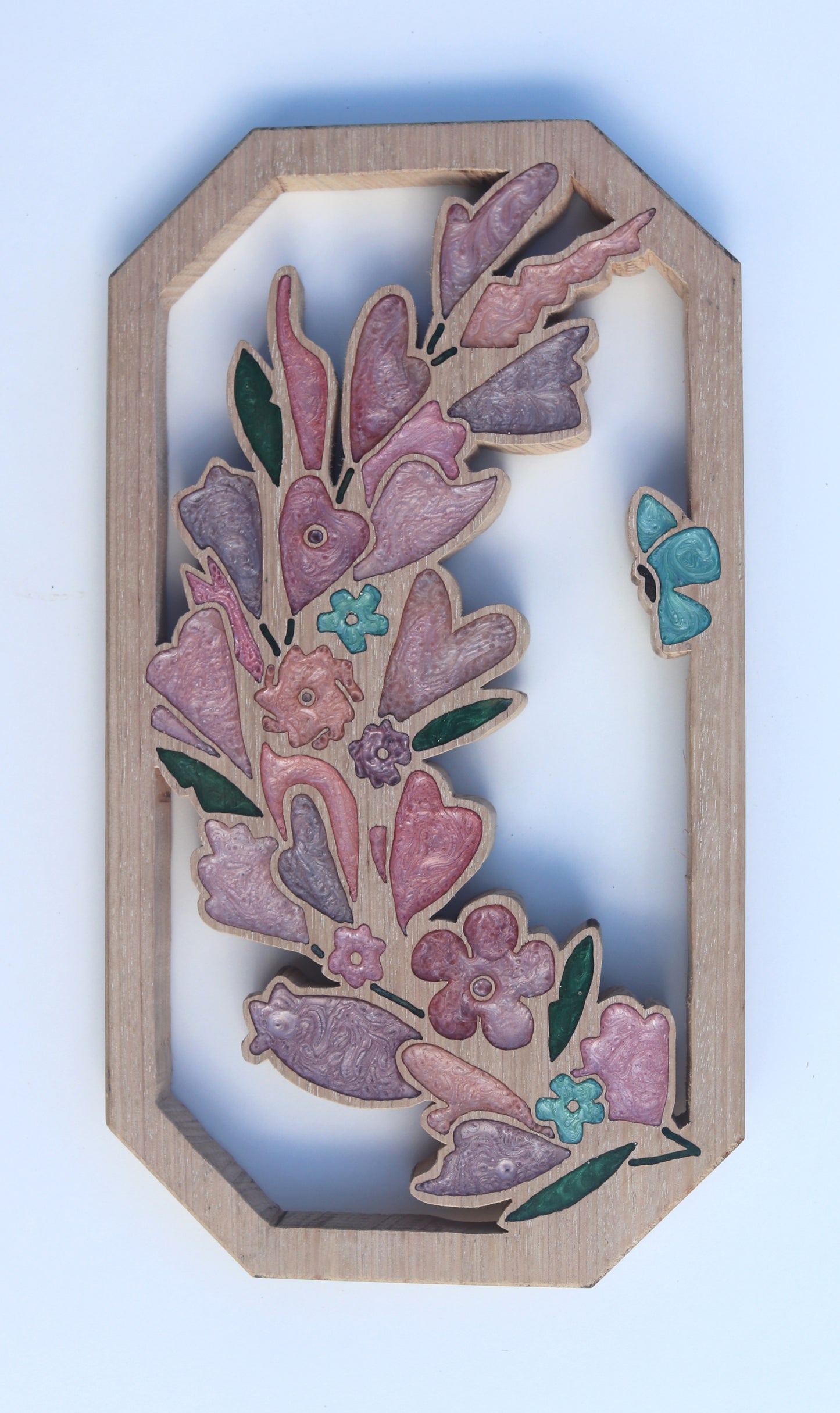 Wild Flowers and Butterflies Wreath Wood Wall Art - Handcrafted Home Decor