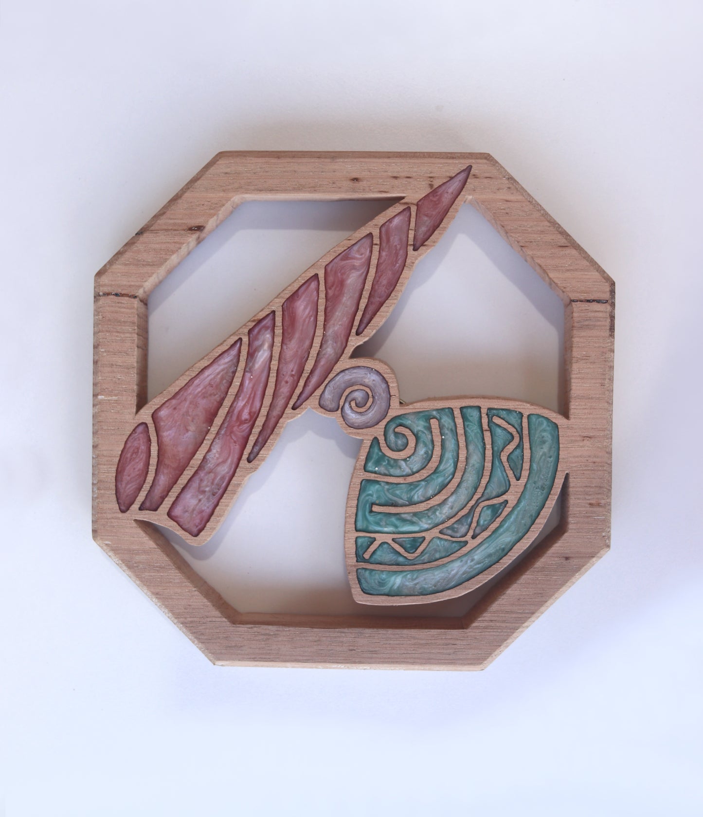 Sea Shells Wood Wall Art - Handcrafted Coastal Decor - Cone Shell
