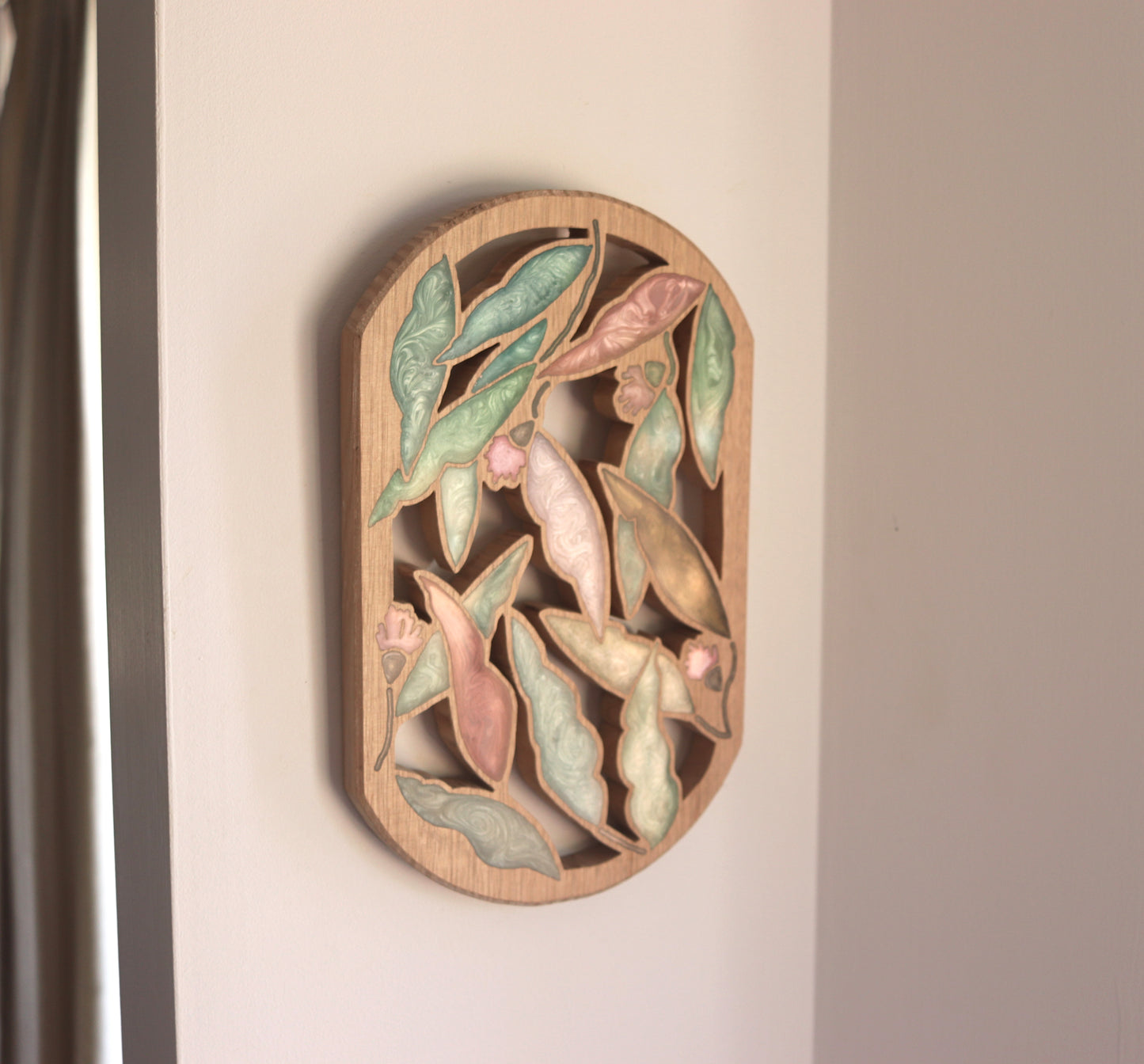 Gum Nuts and Leaves Wood Wall Art - Handcrafted Home Decor