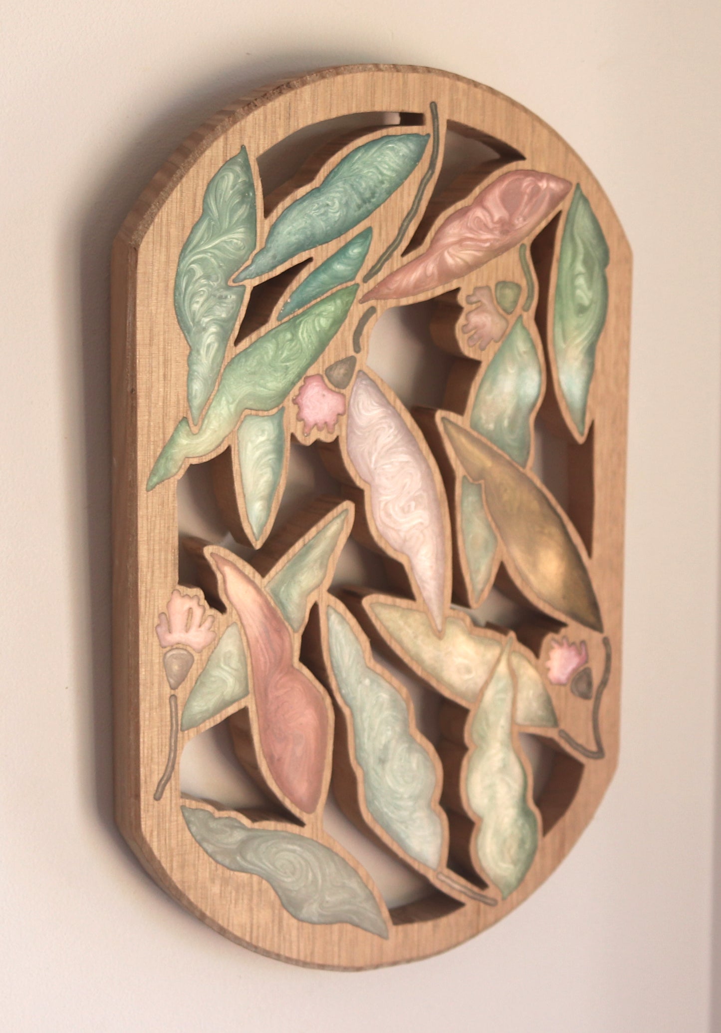 Gum Nuts and Leaves Wood Wall Art - Handcrafted Home Decor