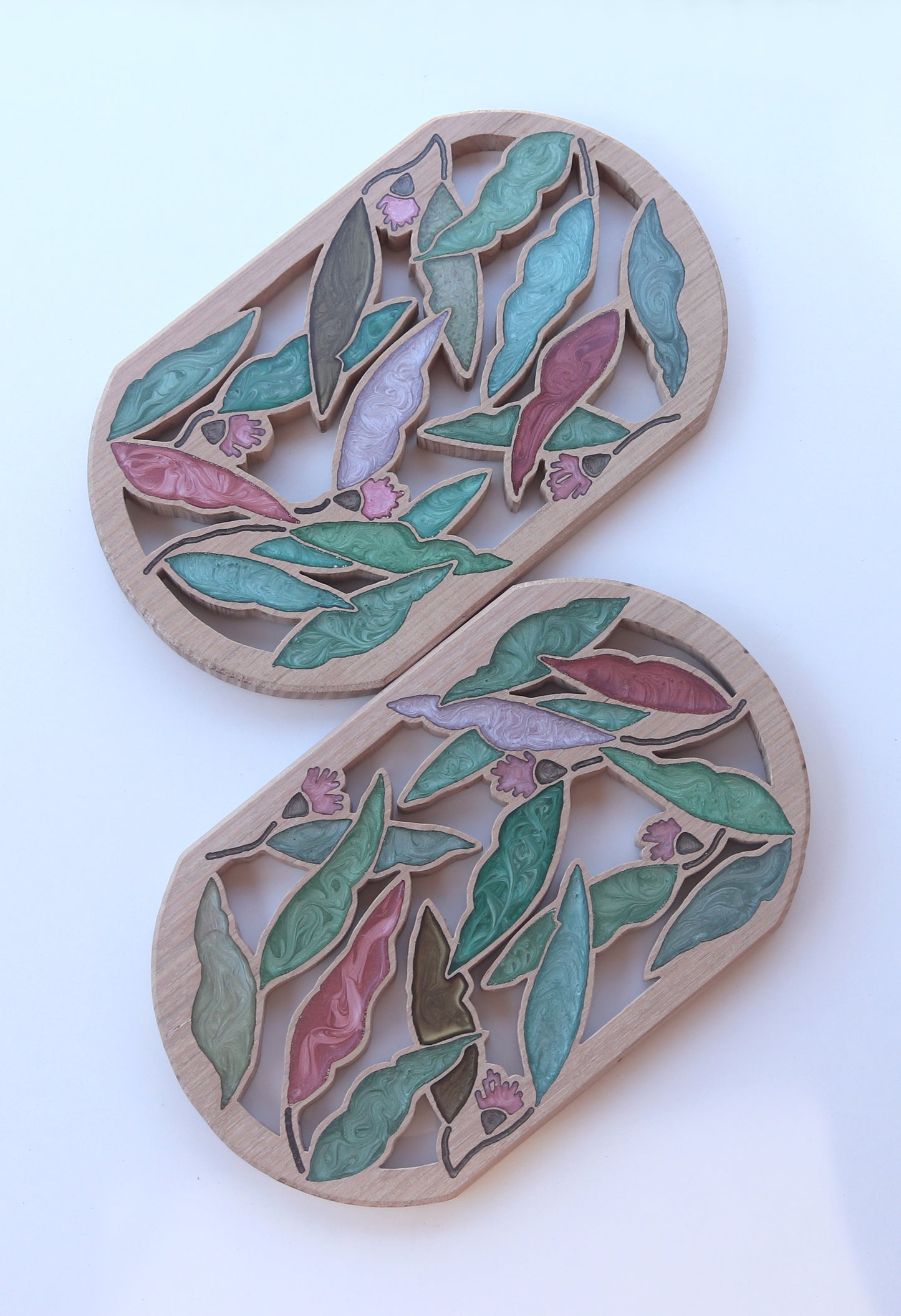 Gum Nuts and Leaves Wood Wall Art - Handcrafted Home Decor
