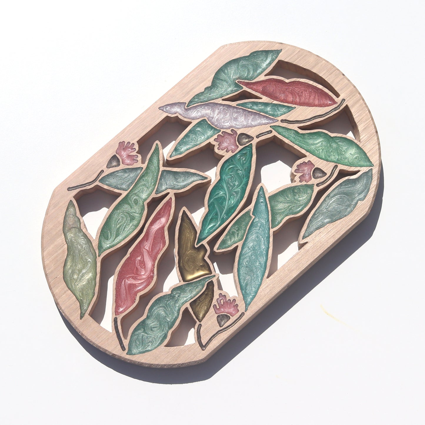 Gum Nuts and Leaves Wood Wall Art - Handcrafted Home Decor