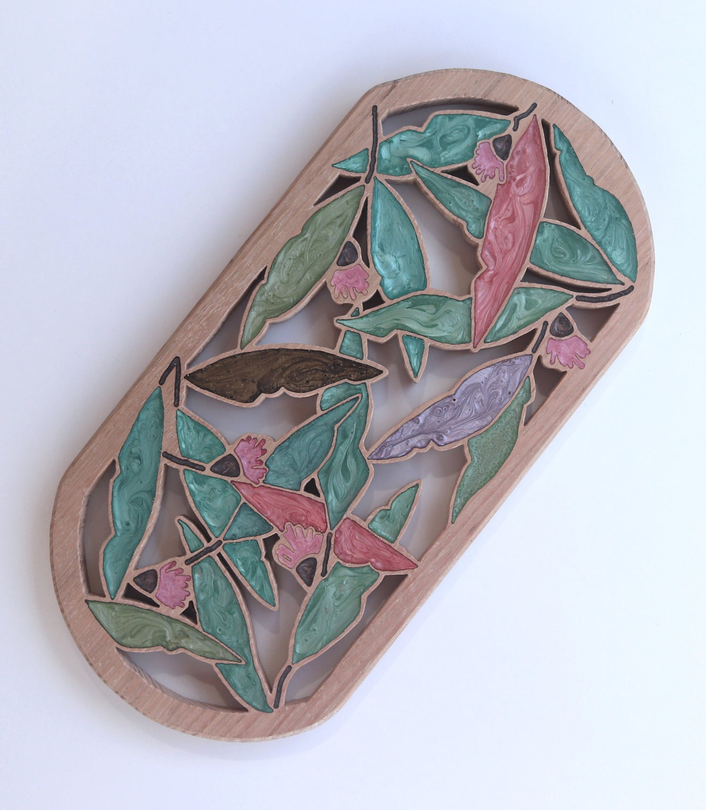 Gum Nuts and Leaves Wood Wall Art - Handcrafted Rustic Decor - Large