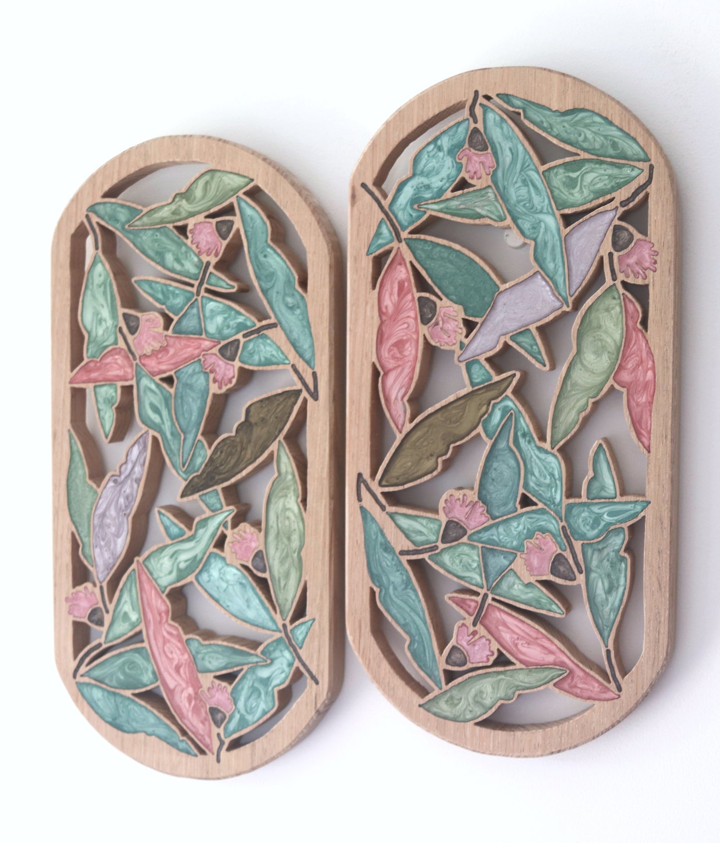 Gum Nuts and Leaves Wood Wall Art - Handcrafted Rustic Decor - Large