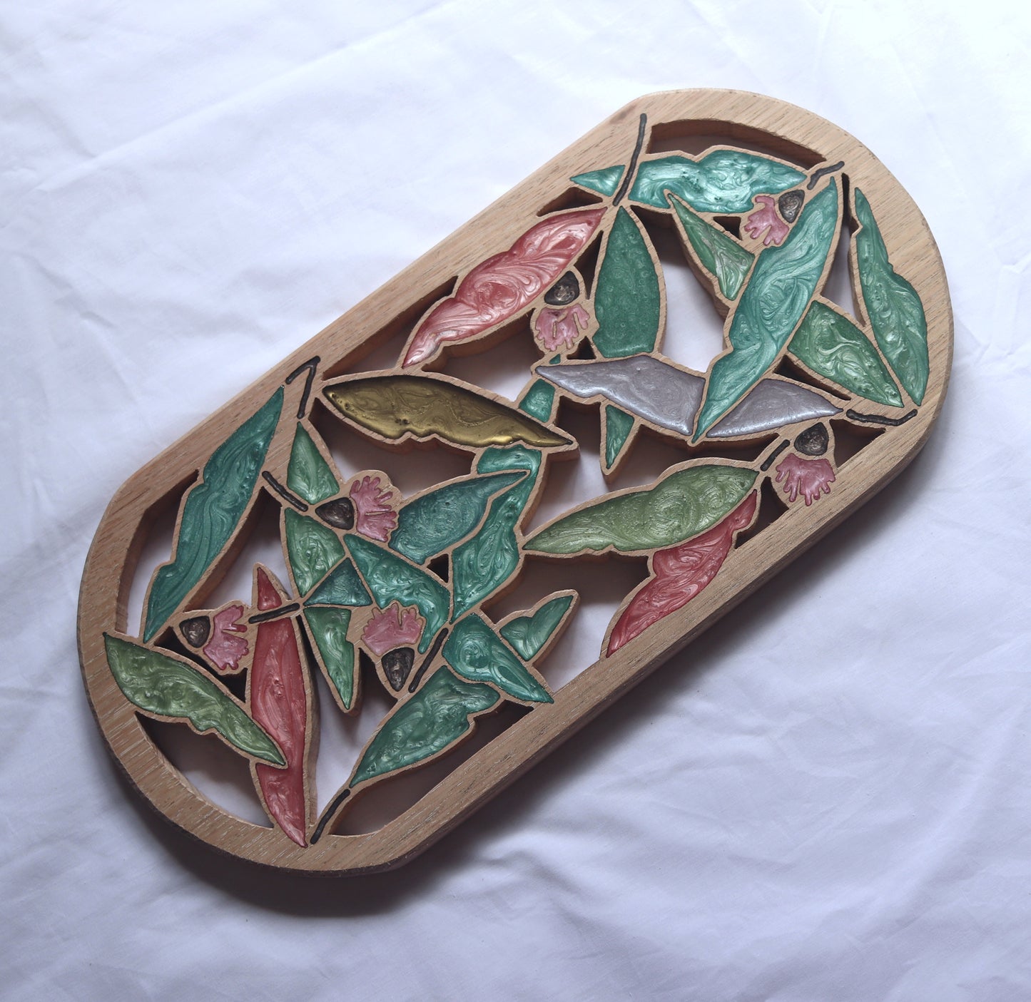 Gum Nuts and Leaves Wood Wall Art - Handcrafted Rustic Decor - Large