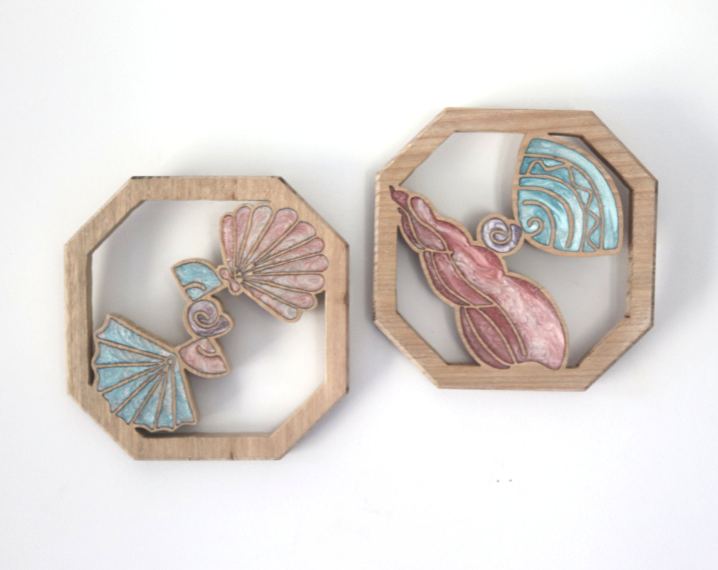 Wood Wall Art- Sea Shells - Set of 3
