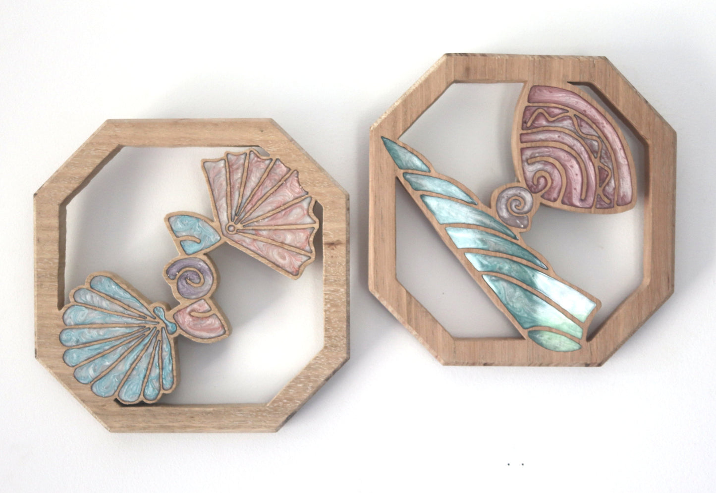 Wood Wall Art- Sea Shells - Set of 3
