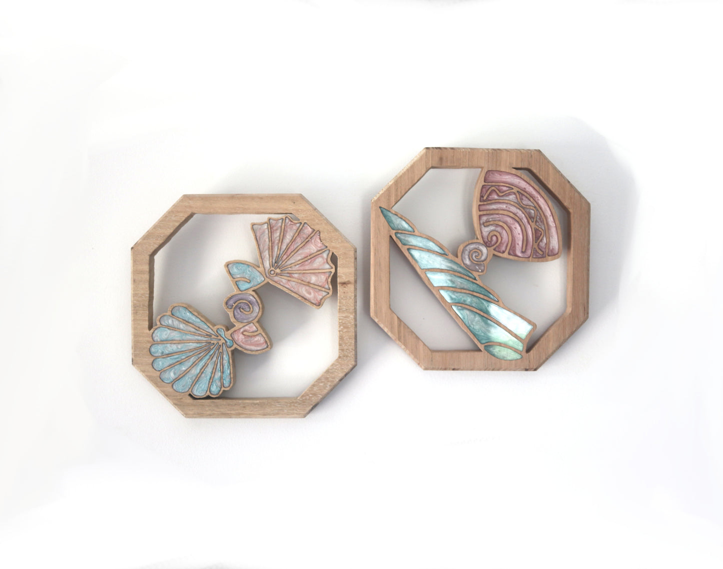 Wood Wall Art- Sea Shells - Set of 3