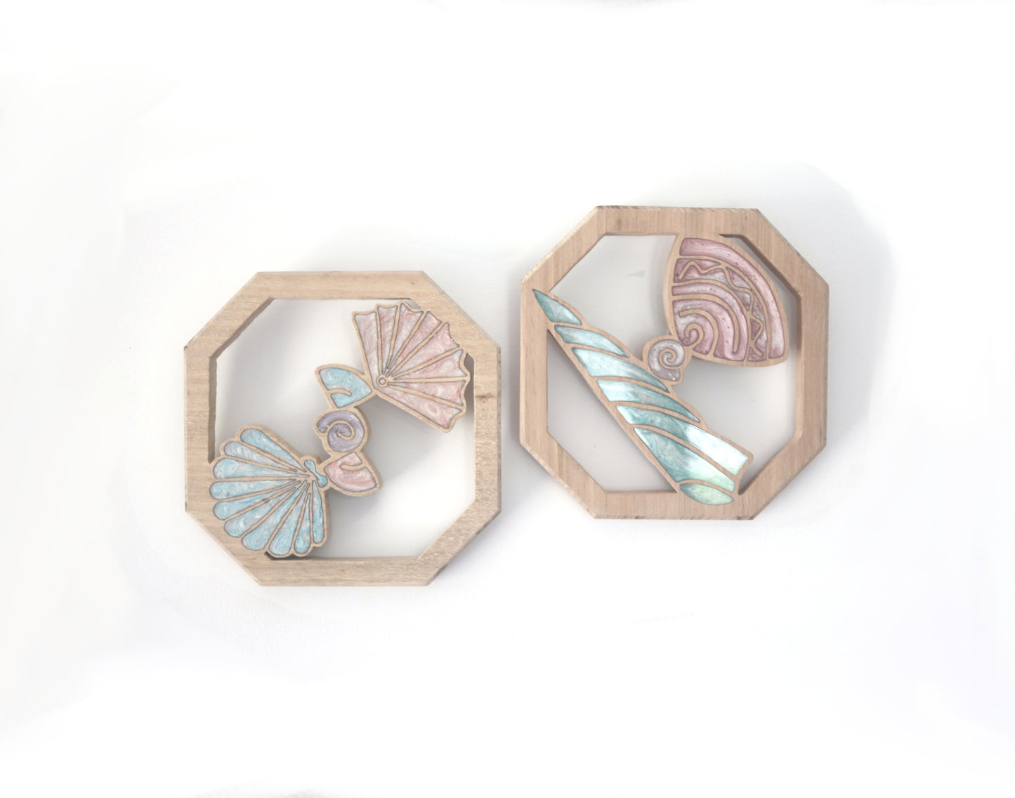 Wood Wall Art- Sea Shells - Set of 3