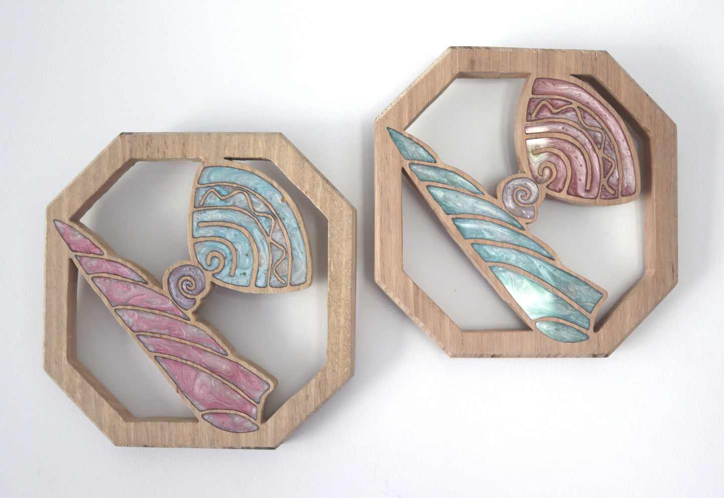 Sea Shells Wood Wall Art - Handcrafted Coastal Decor - Cone Shell