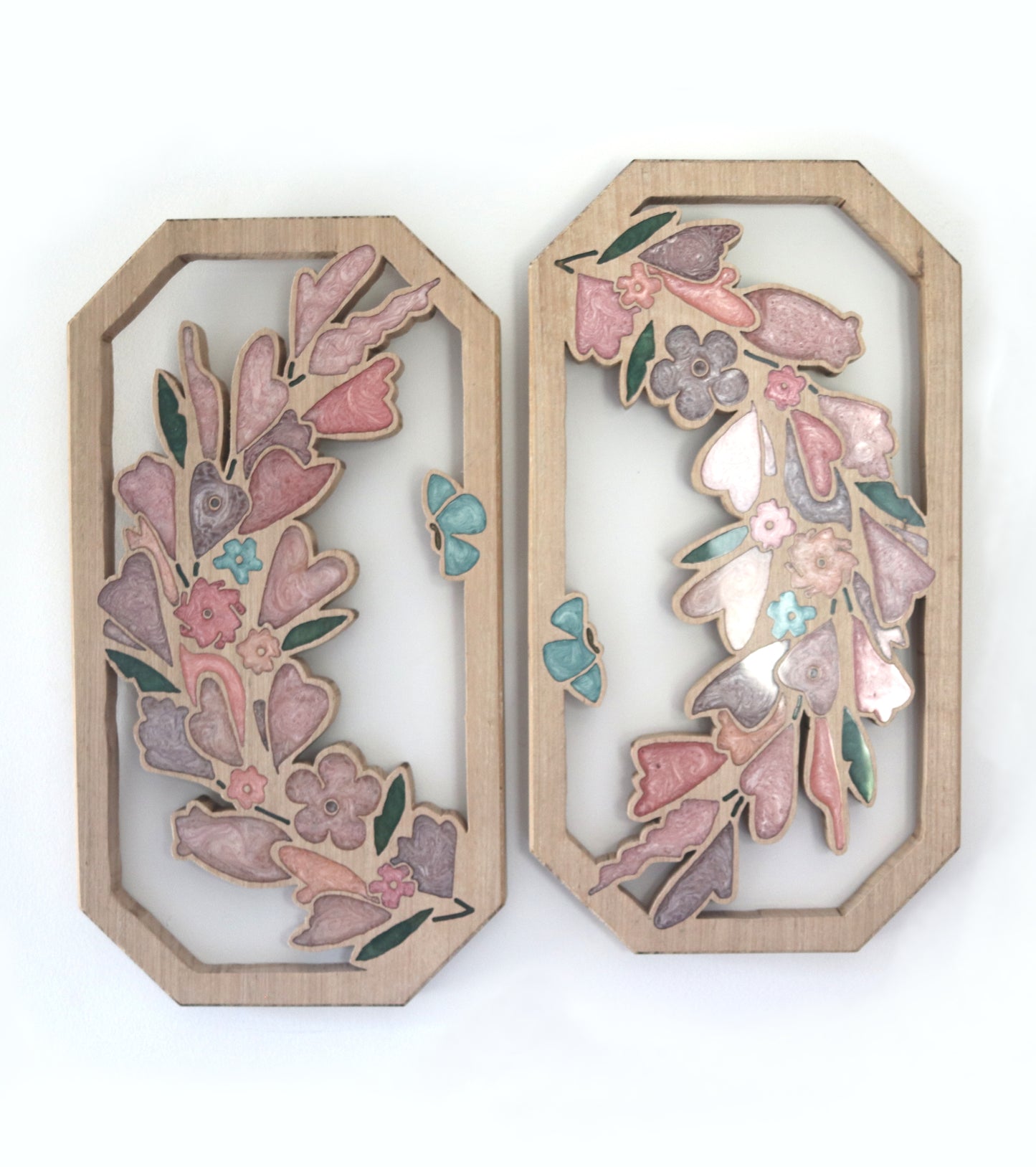 Wild Flowers and Butterflies Wreath Wood Wall Art - Handcrafted Home Decor