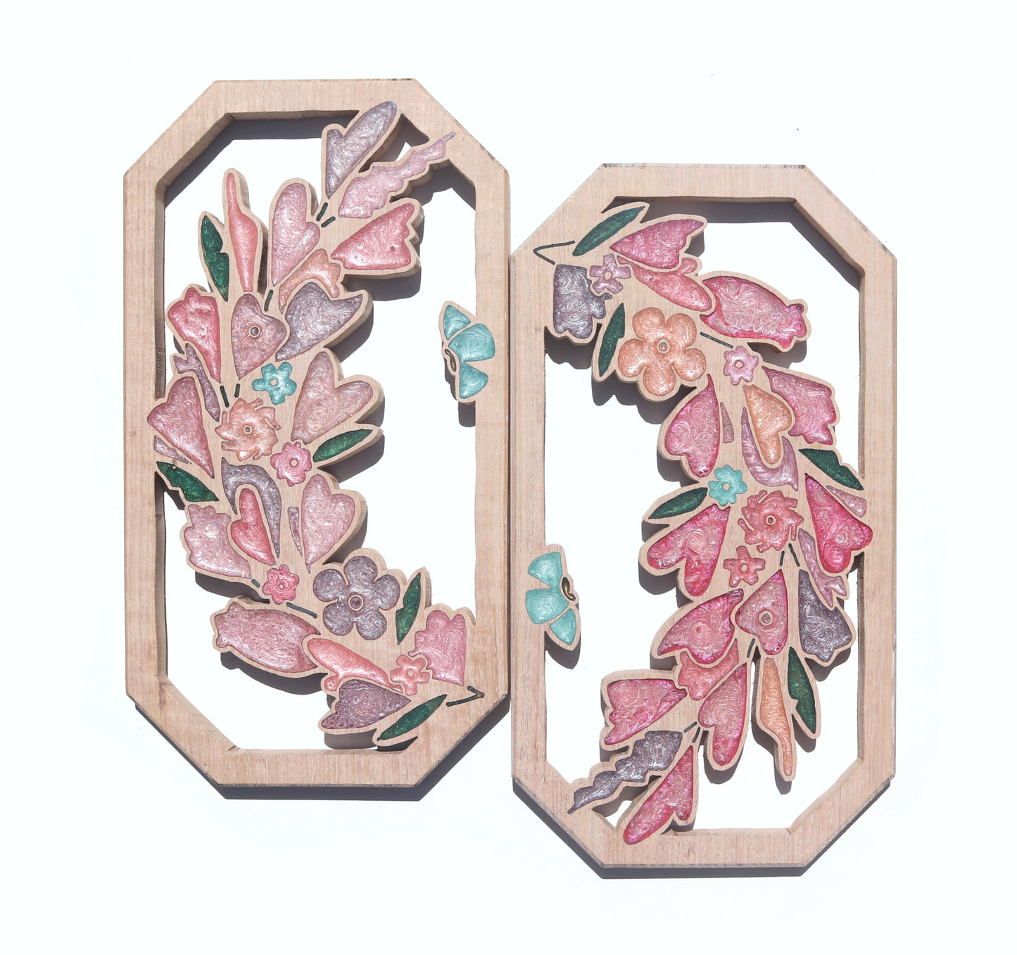 Wild Flowers and Butterflies Wreath Wood Wall Art - Handcrafted Home Decor