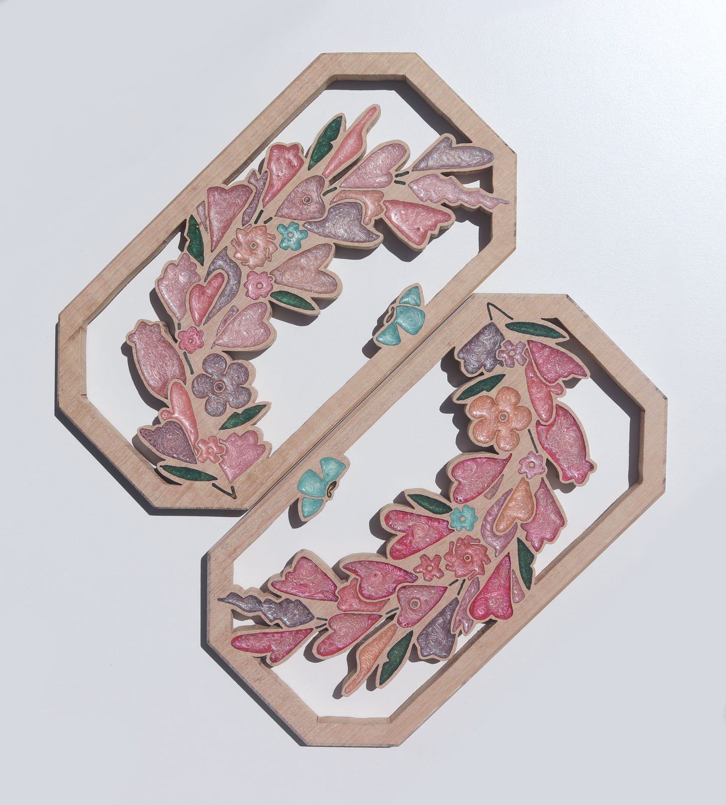 Wild Flowers and Butterflies Wreath Wood Wall Art - Handcrafted Home Decor