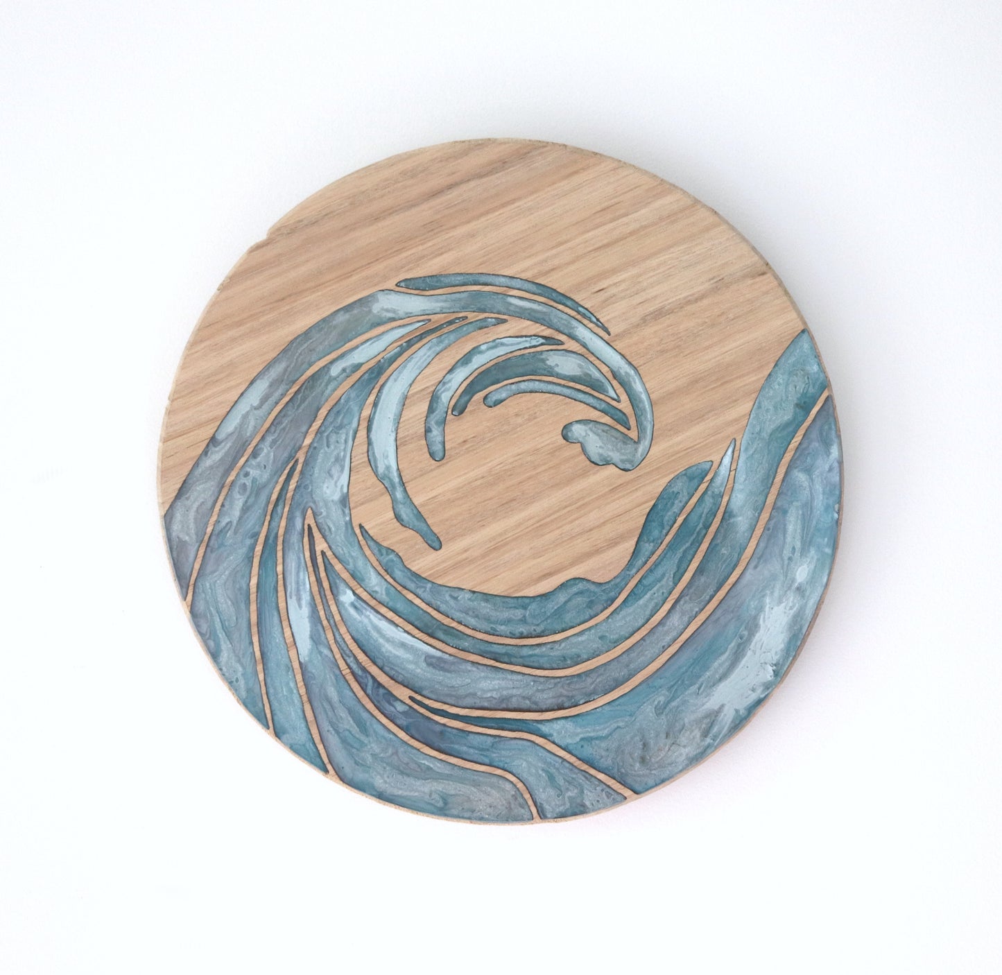Ocean Waves Wood Wall Art - Handcrafted Coastal Decor - Solid Style