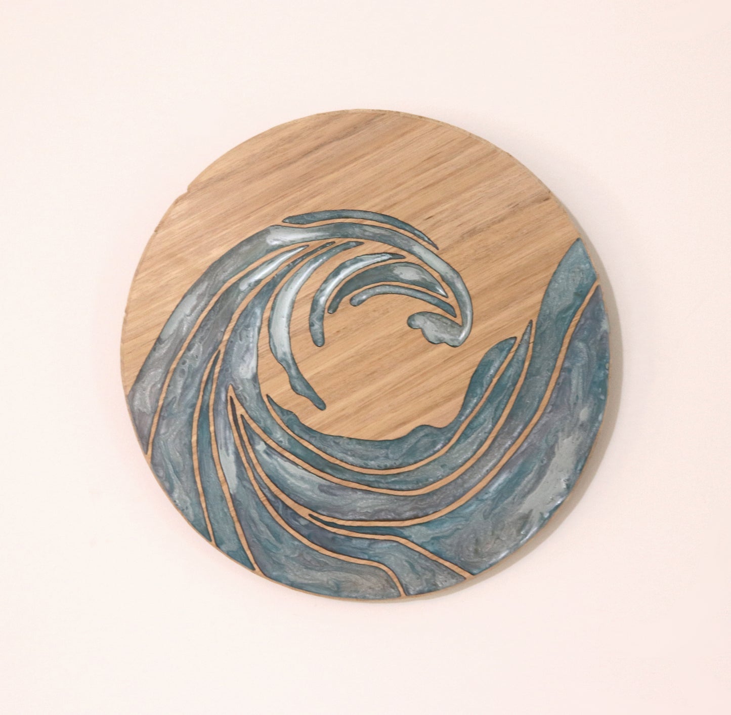 Ocean Waves Wood Wall Art - Handcrafted Coastal Decor - Solid Style