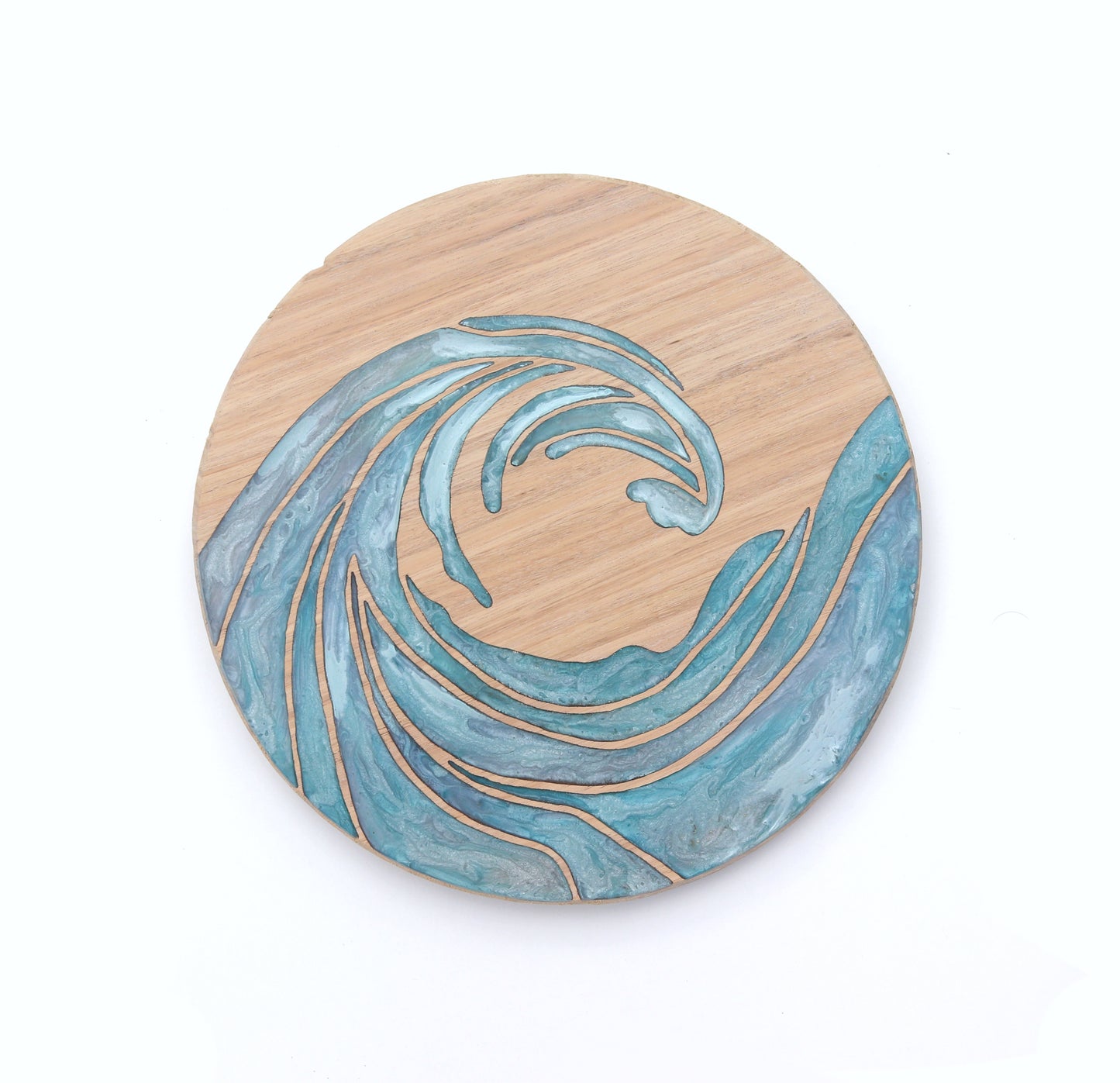 Ocean Waves Wood Wall Art - Handcrafted Coastal Decor - Solid Style