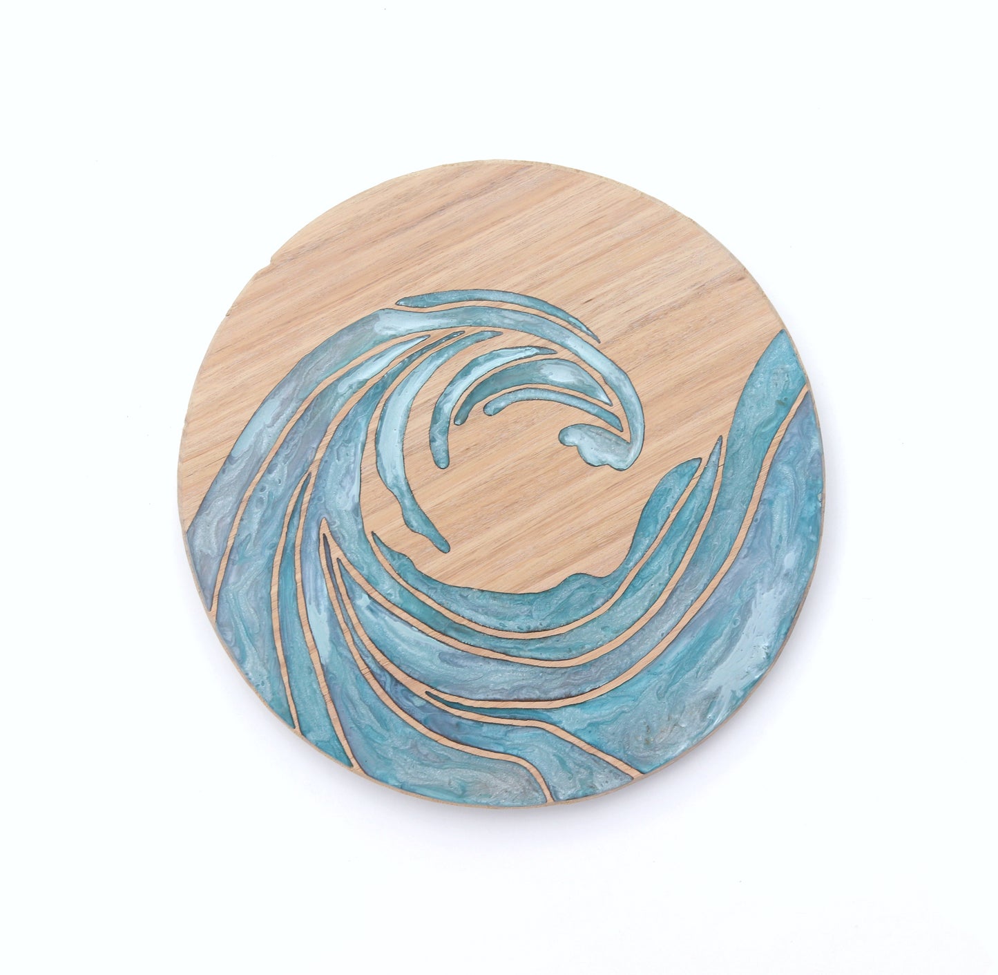 Ocean Waves Wood Wall Art - Handcrafted Coastal Decor - Solid Style
