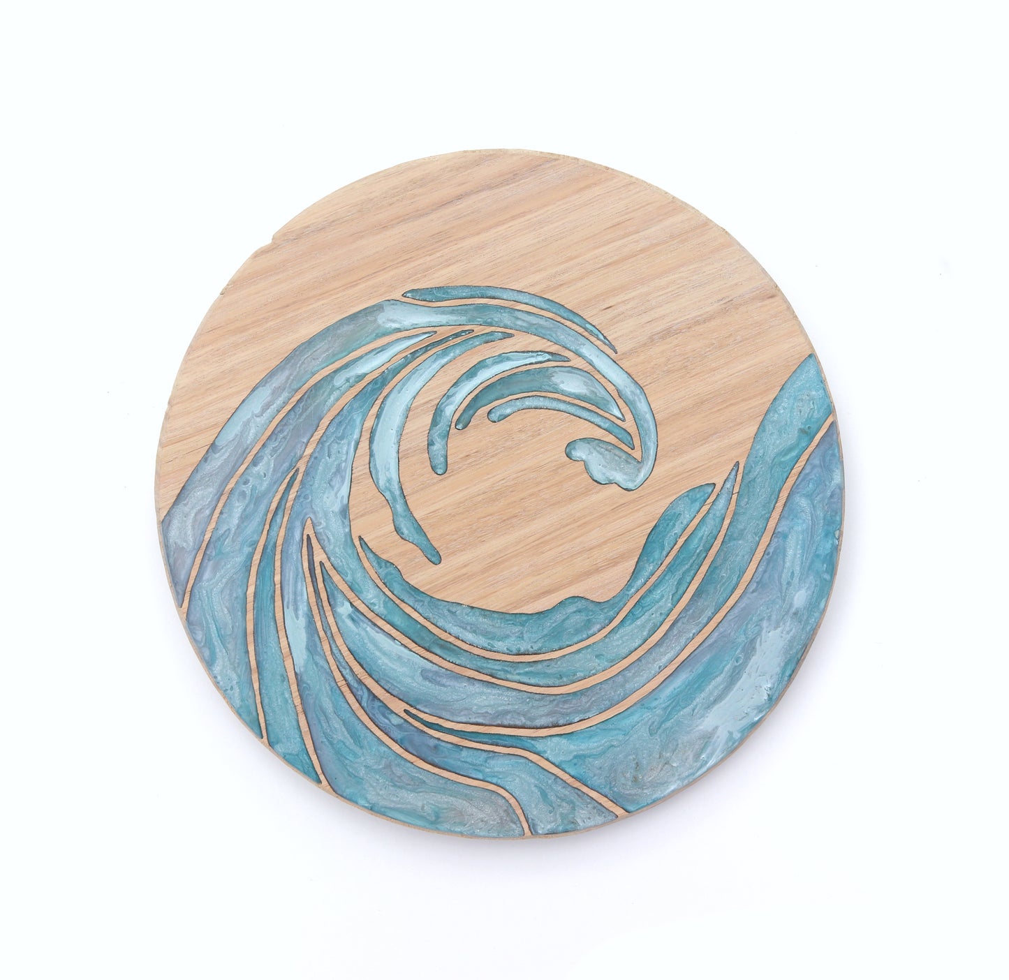Ocean Waves Wood Wall Art - Handcrafted Coastal Decor - Solid Style