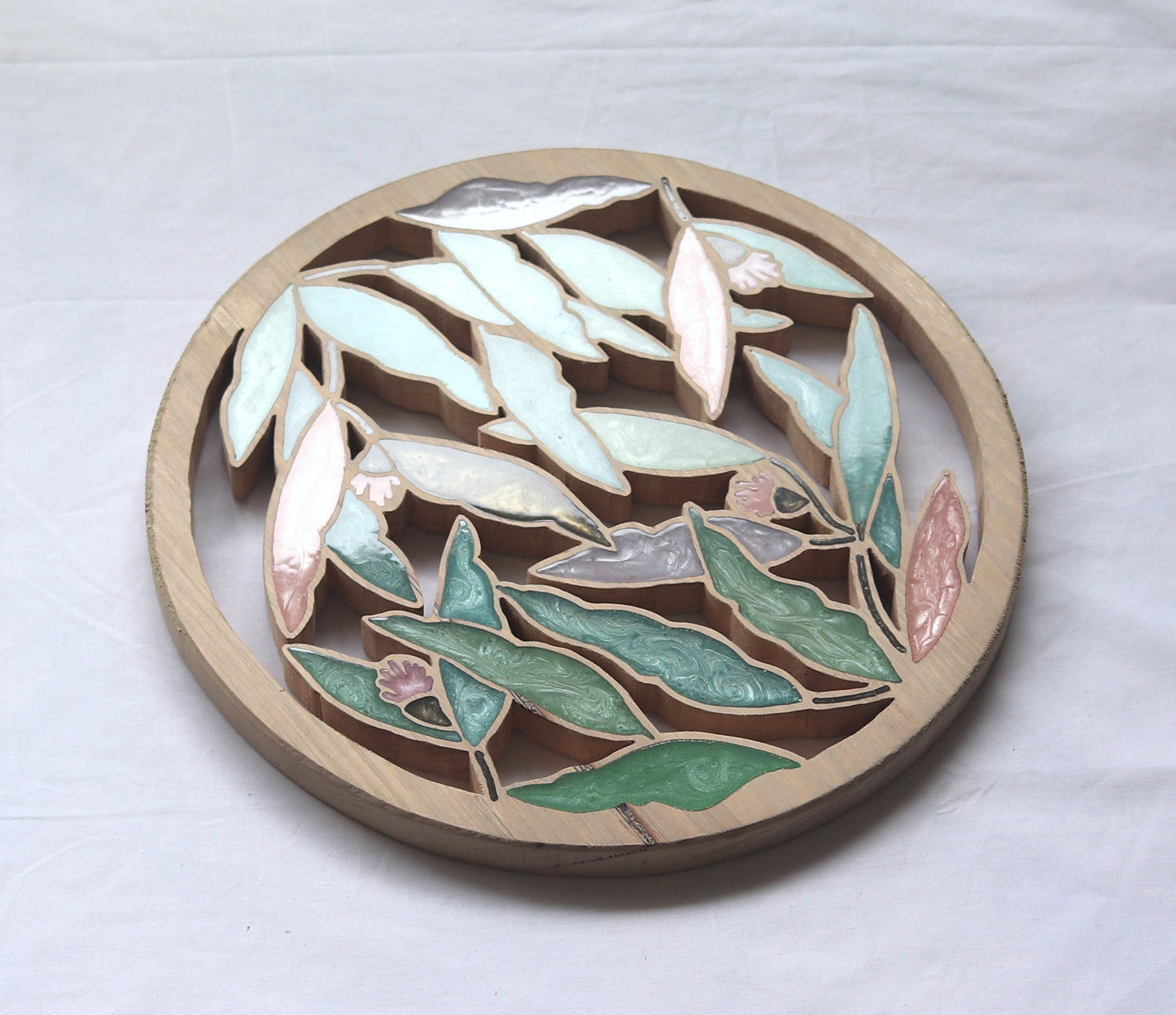Gum Nuts and Leaves Wood Wall Art - Handcrafted Rustic Decor