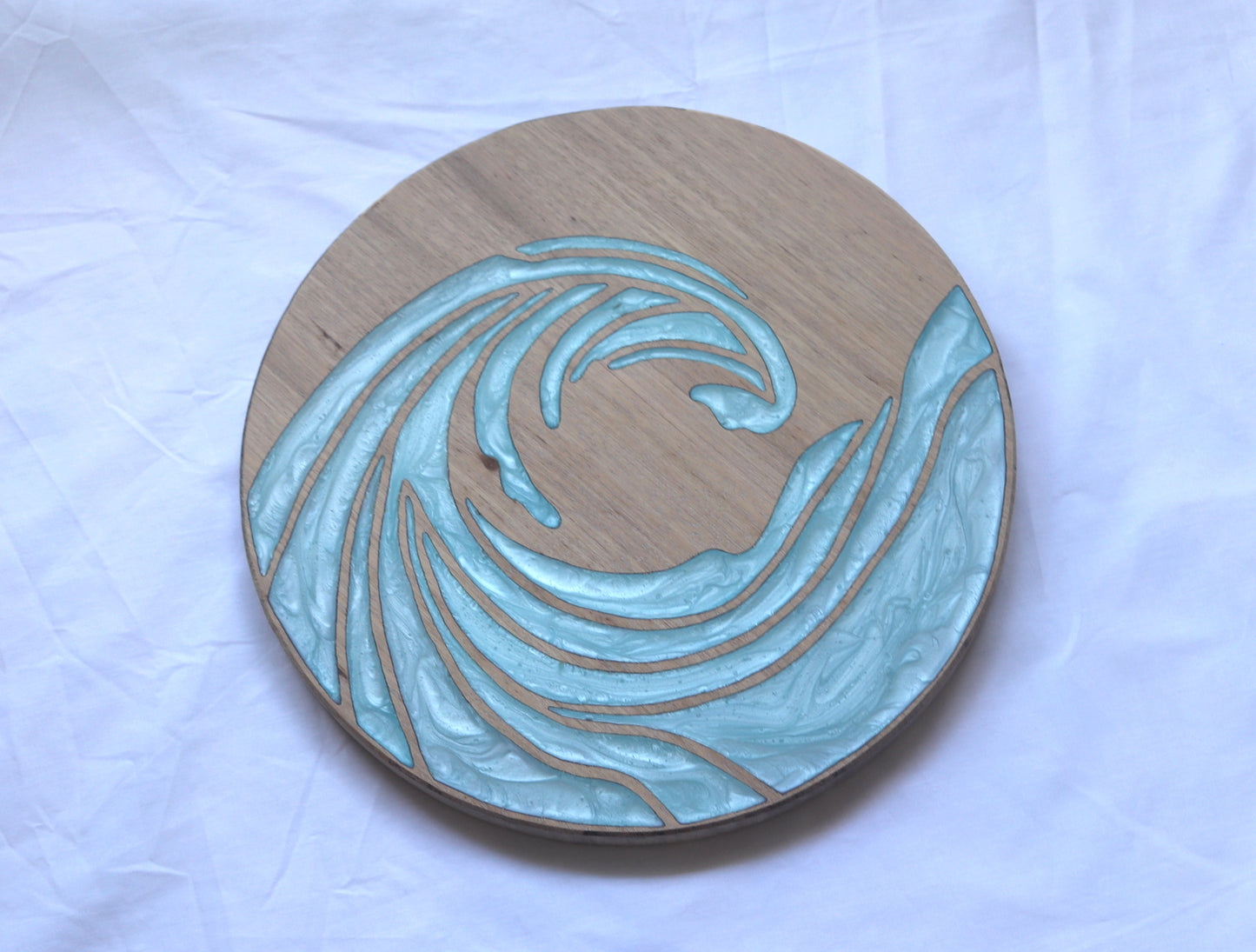 Ocean Waves Wood Wall Art - Handcrafted Coastal Decor - Solid Style