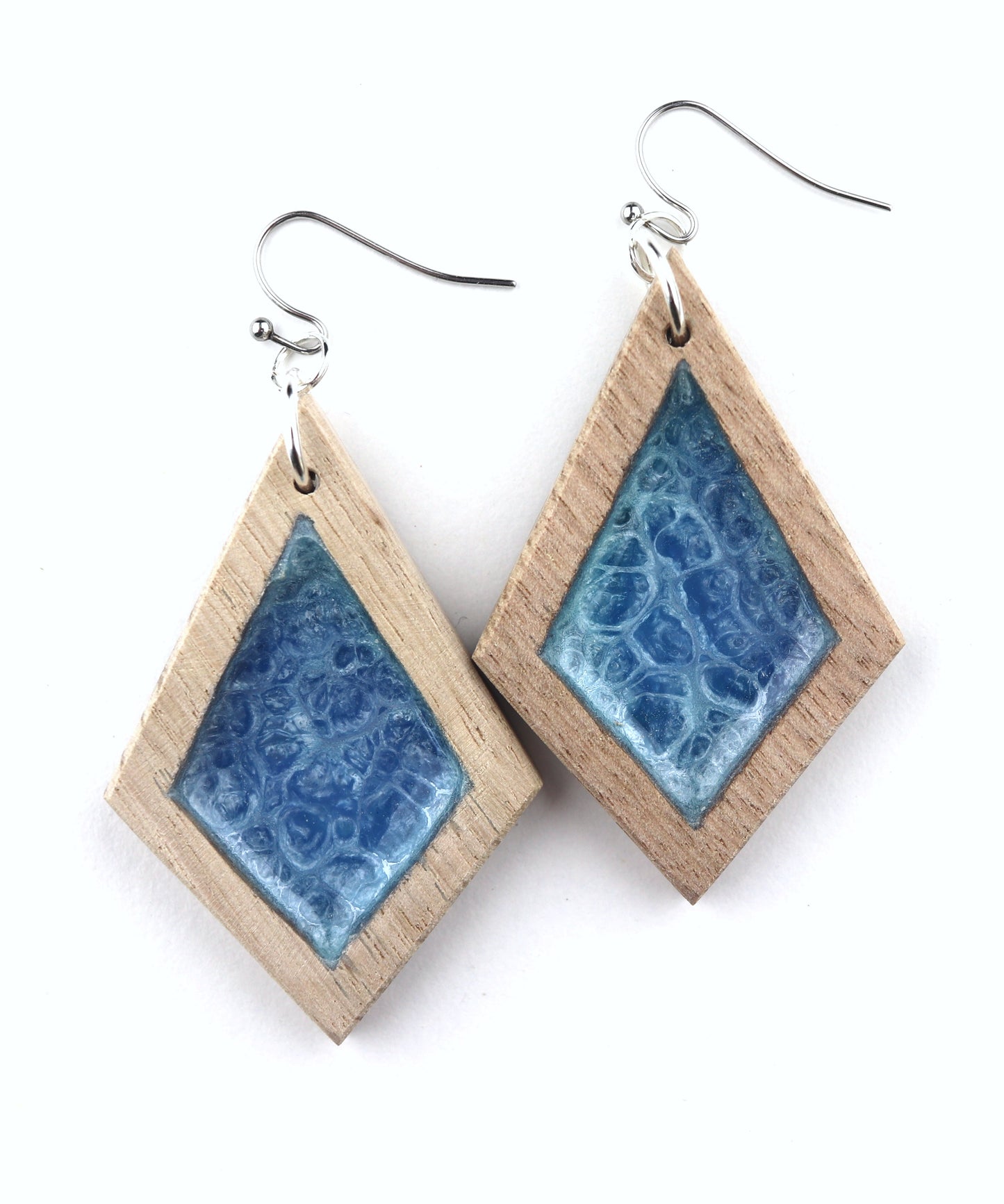 Aurora Wood Earrings in Coastal Shimmer, handcrafted resin and wood earrings