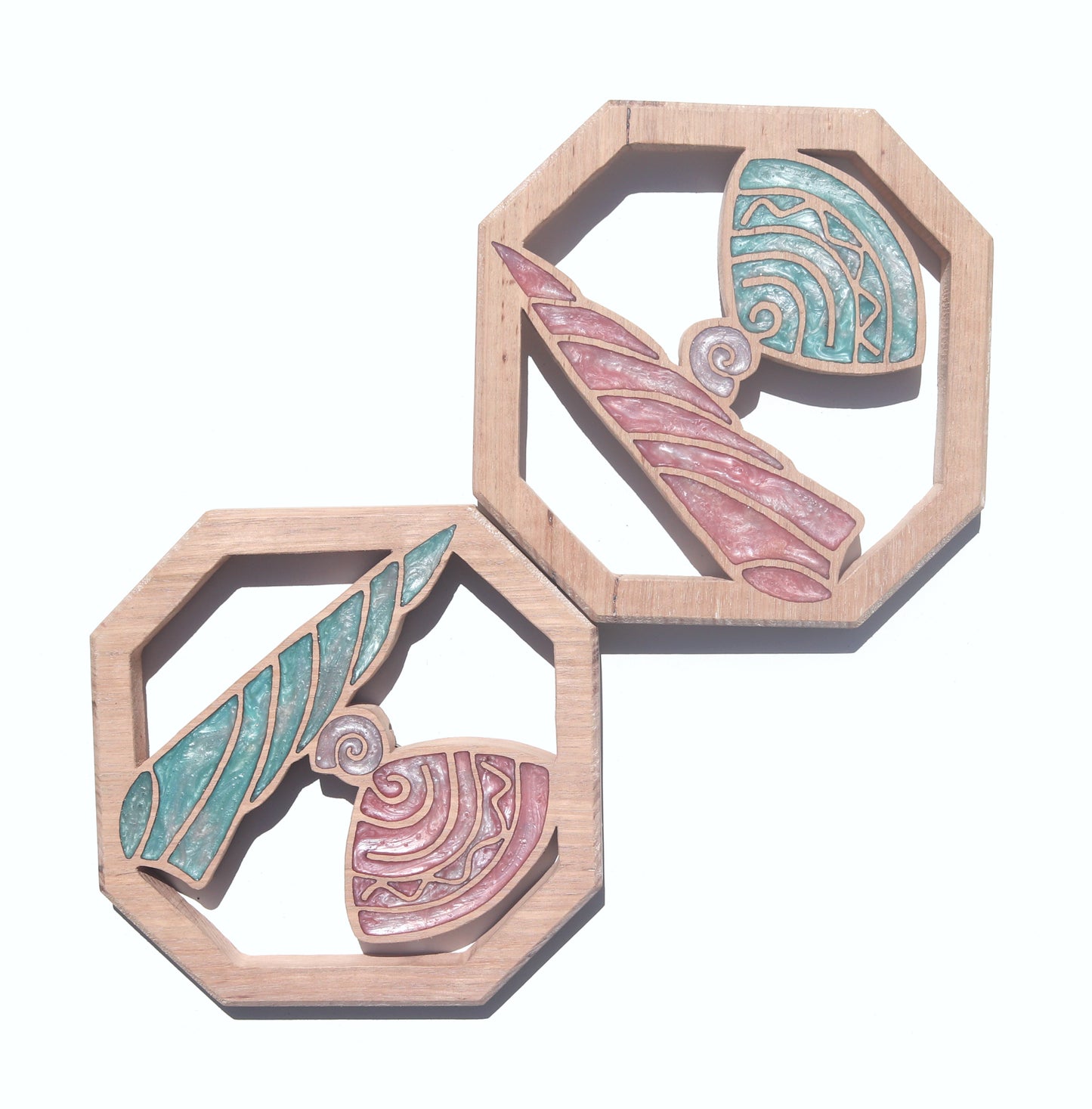 Cone Shell wood wall art by Sands Wood, featuring intricate resin design and natural wood, perfect for coastal or beach inspired home decor.