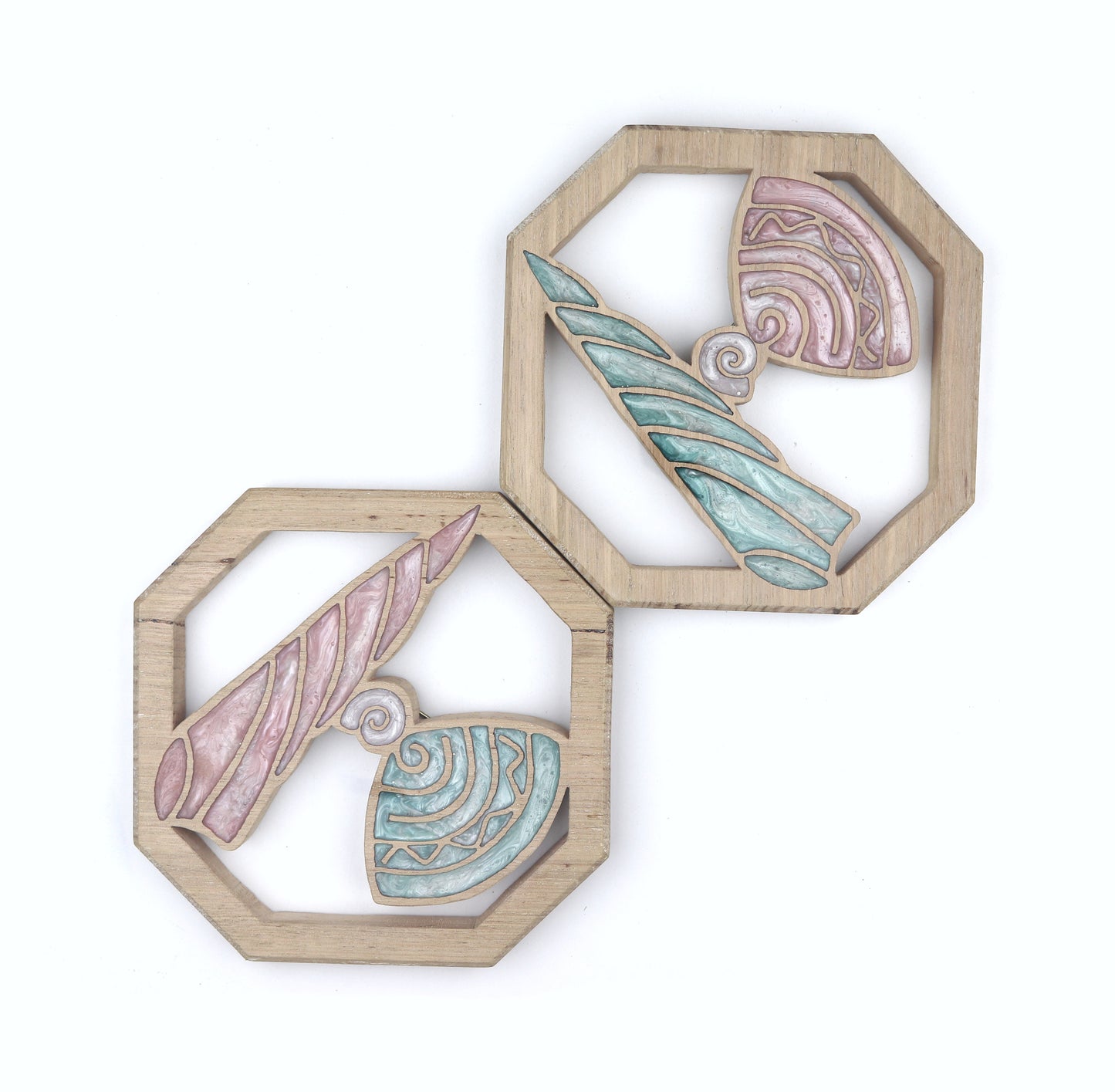 Cone Shell wood wall art by Sands Wood, featuring intricate resin design and natural wood, perfect for coastal or beach inspired home decor.