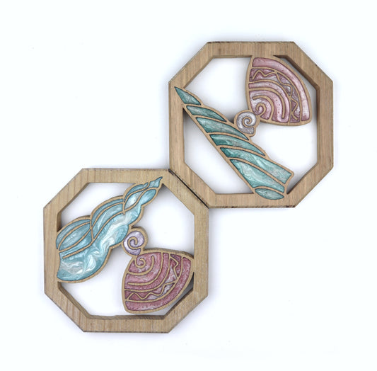 Sea Shell wood wall art by Sands Wood, featuring intricate resin design and natural wood, perfect for coastal or beach inspired home decor.