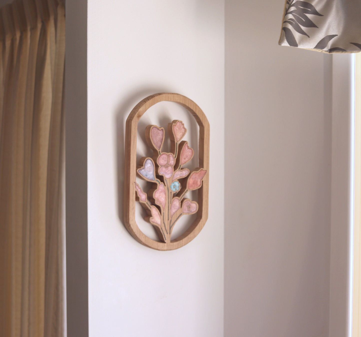 Wild Flowers inlaid wall art by Sands Wood, featuring intricate resin design and natural wood, perfect for rustic or nature-inspired home decor.