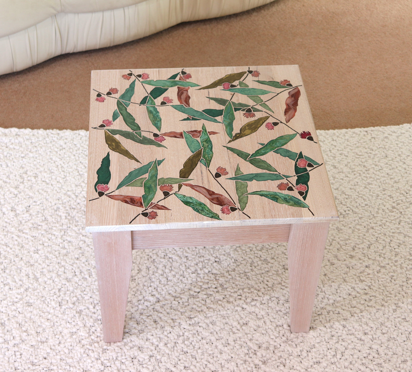 Resin Accent Table - Gum Leaves - Twin Leaf