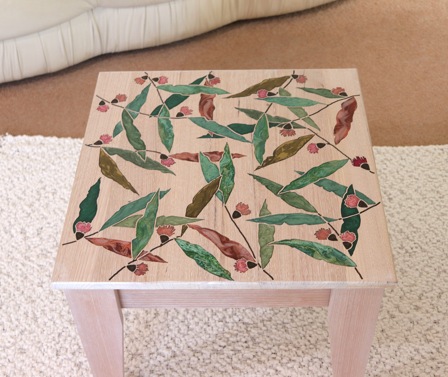 Resin Accent Table - Gum Leaves - Twin Leaf