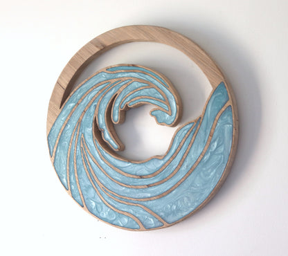 Ocean Waves Wood Wall Art - Handcrafted Coastal Decor