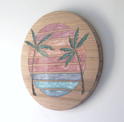 Sunsets Wood Wall Art - Handcrafted Coastal Decor - Solid Style