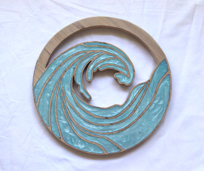 Ocean Waves Wood Wall Art - Handcrafted Coastal Decor