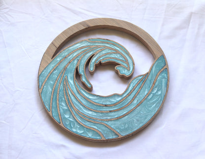 Ocean Waves Wood Wall Art - Handcrafted Coastal Decor