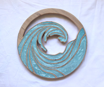 Ocean Waves Wood Wall Art - Handcrafted Coastal Decor