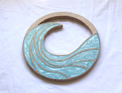 Rising Waves Wood Wall Art - Handcrafted Coastal Decor