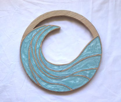 Rising Waves Wood Wall Art - Handcrafted Coastal Decor